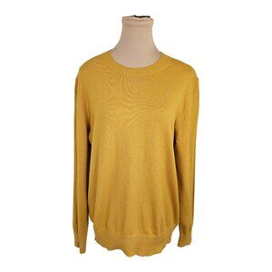 Everlane The No-Sweat Ribbed Crew Neck Yellow Sweater Sz M